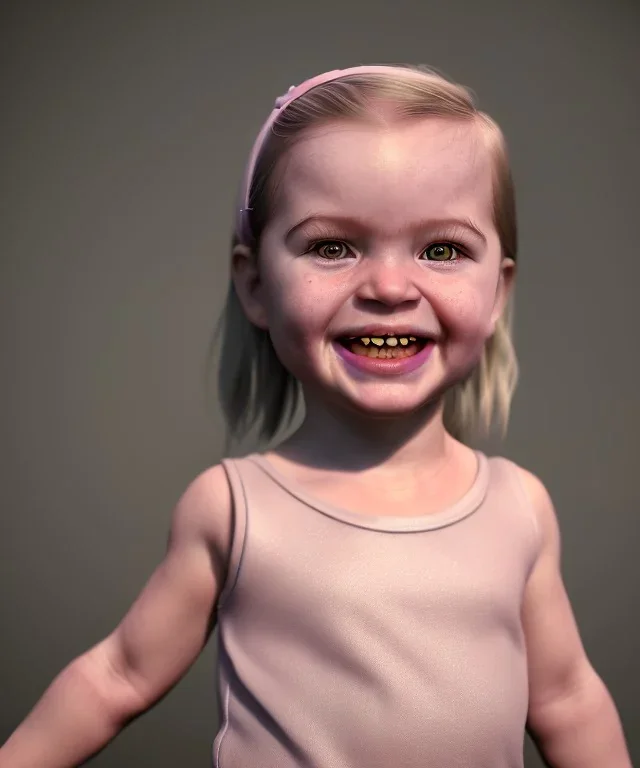 Ida elise broch toddler, smile, full body, dramatic lighting, hyper realistic