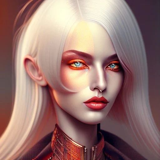 fantasy setting, woman, orange-and-white hair