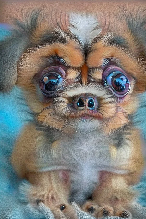 Unimaginably cute and fuzzy puppy with big eyes