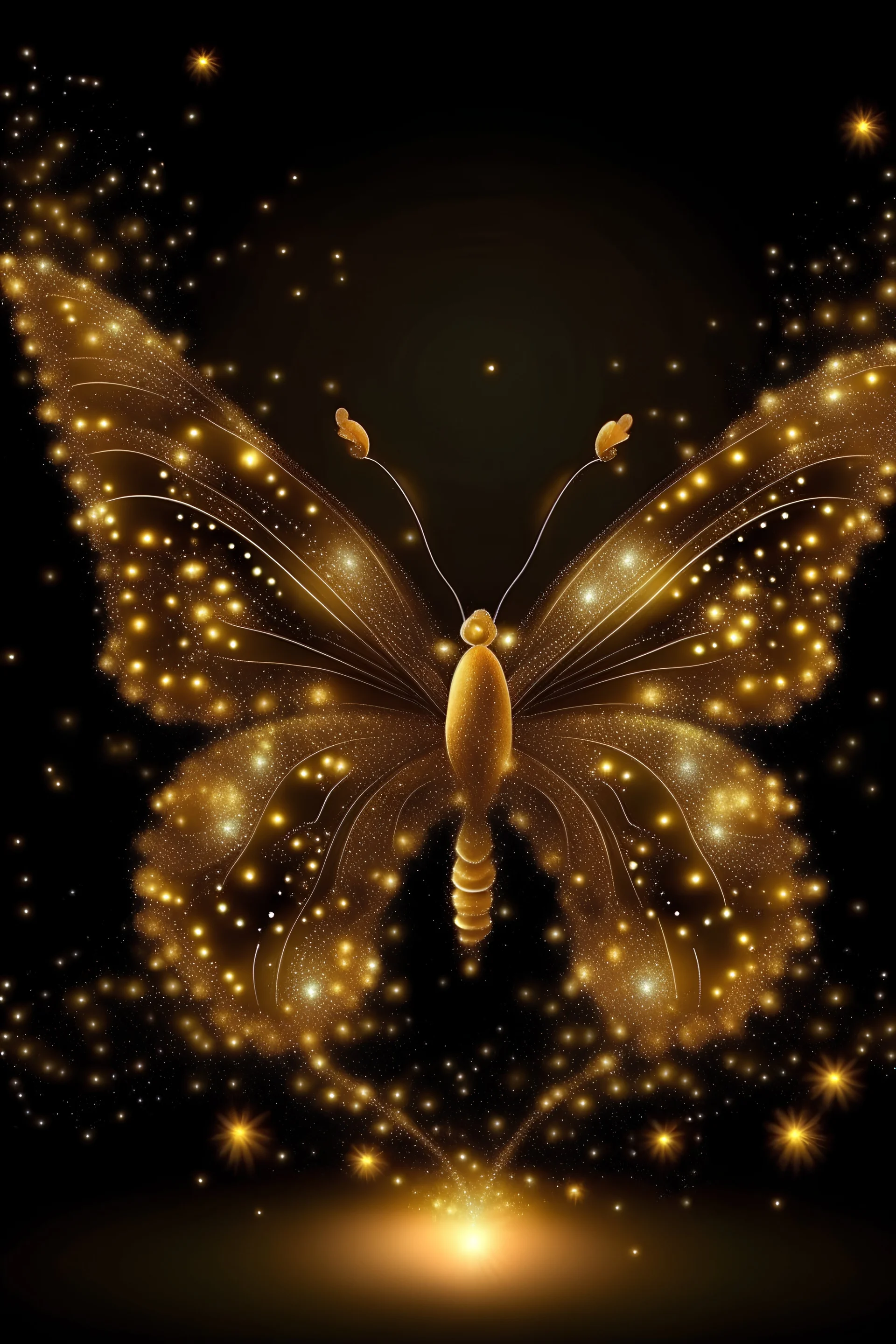 Luminous Light Brown butterfly Light fireworks and manure full of stars