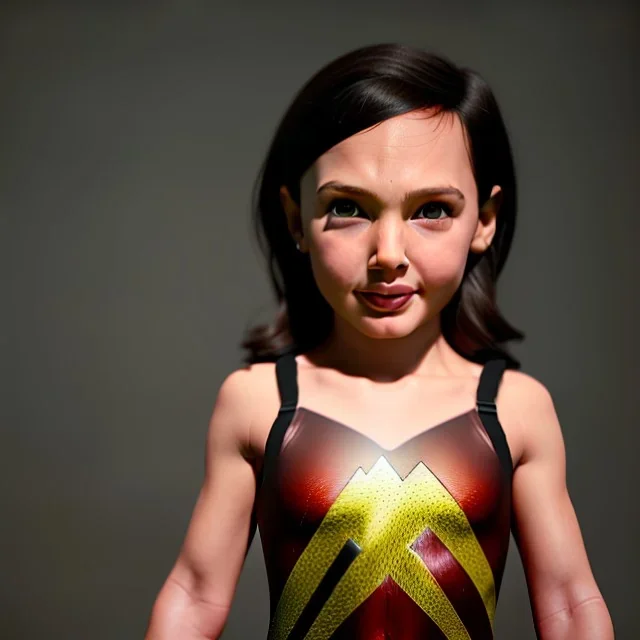 Gal gadot toddler, full body, dramatic lighting, hyper realistic