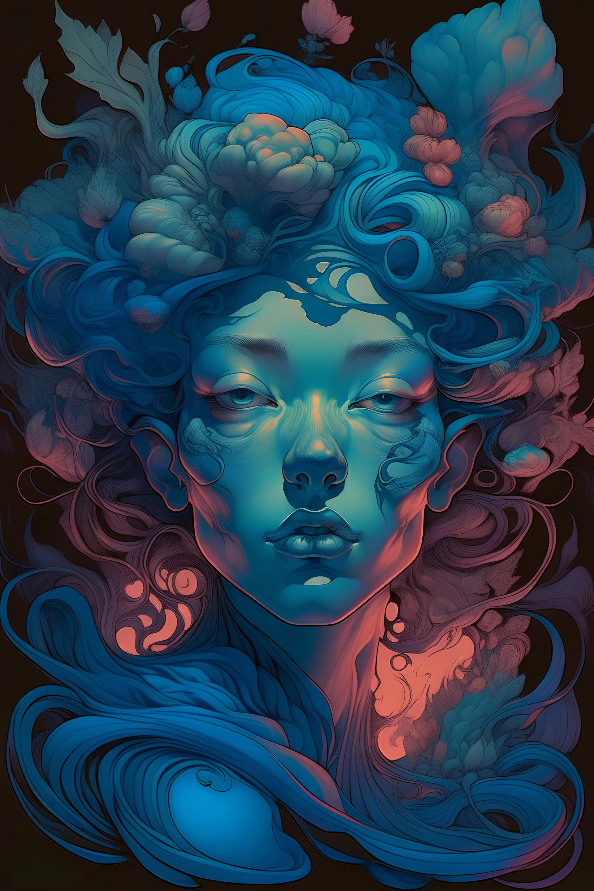 psychedelic creepy fairy woman face forward by james jean