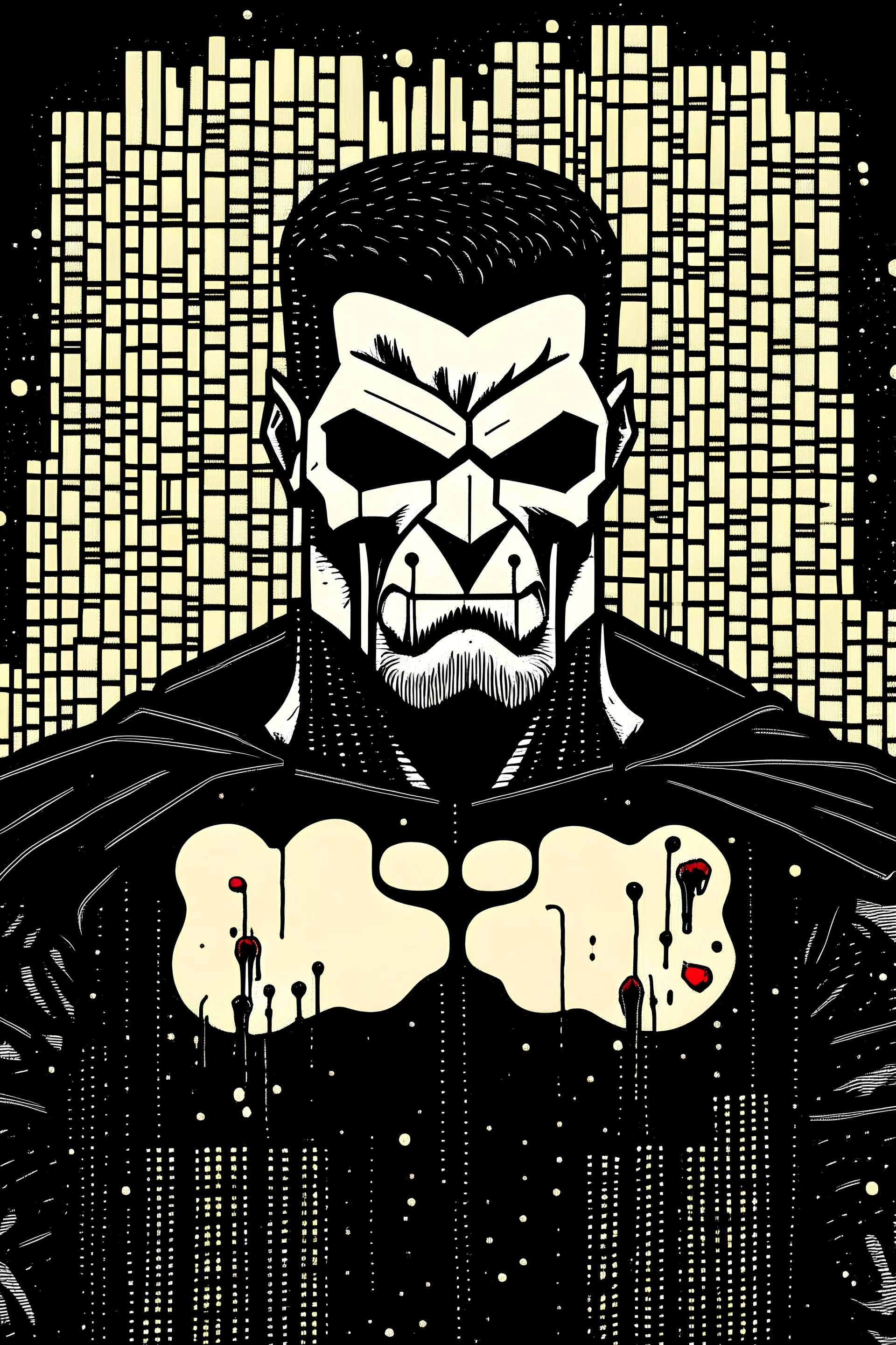 punisher sku;; in the style of Hiroshi Nagai