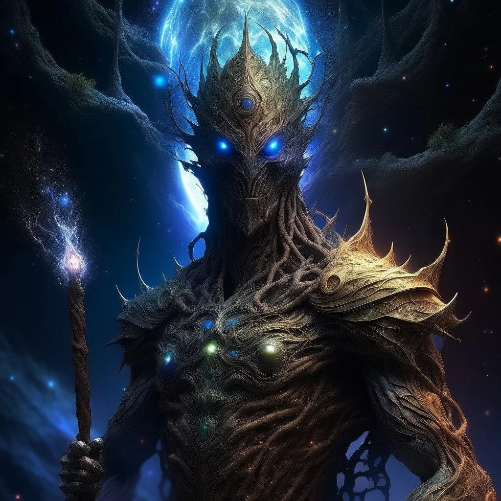 God-like man A tree creature with infinite power A tree creature with infinite power A man with galaxy eyes