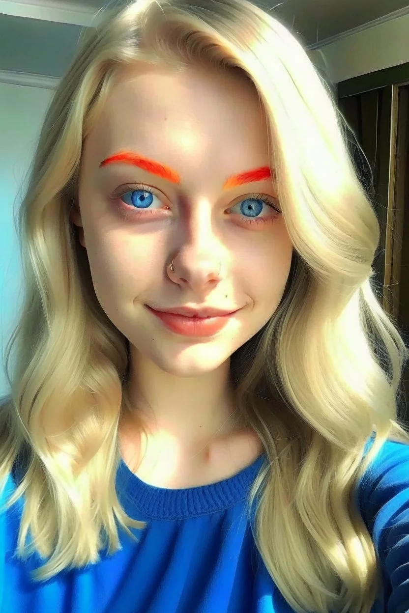 22 year old female, blonde, blue eyes, danish, round face