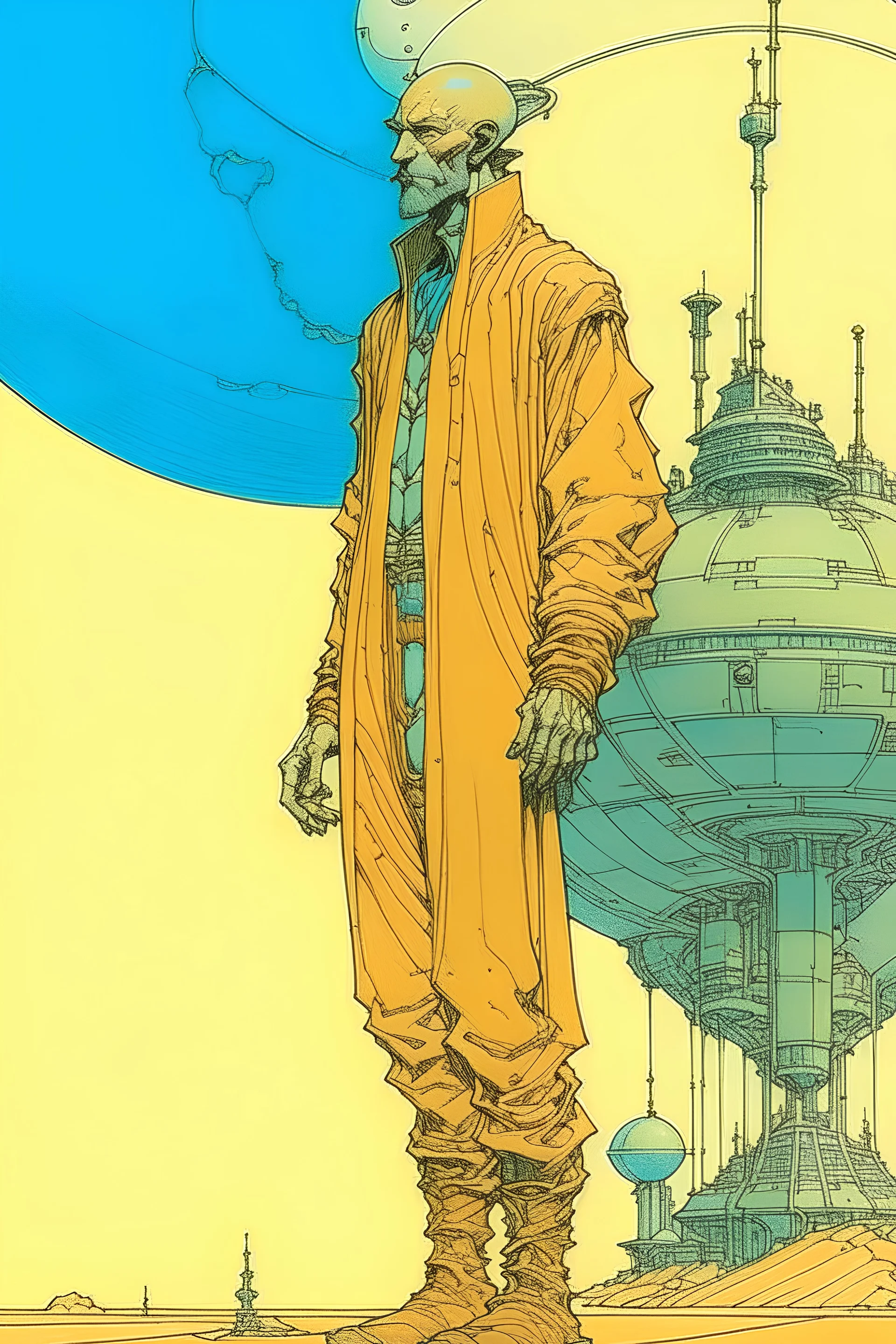 moebius illustration of an fiher man