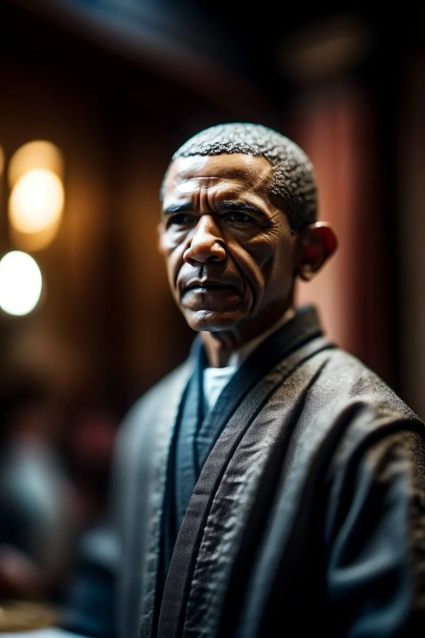 portrait of Barak Obama as kung fu master in temple,shot on Hasselblad h6d-400c, zeiss prime lens, bokeh like f/0.8, tilt-shift lens 8k, high detail, smooth render, down-light, unreal engine, prize winning