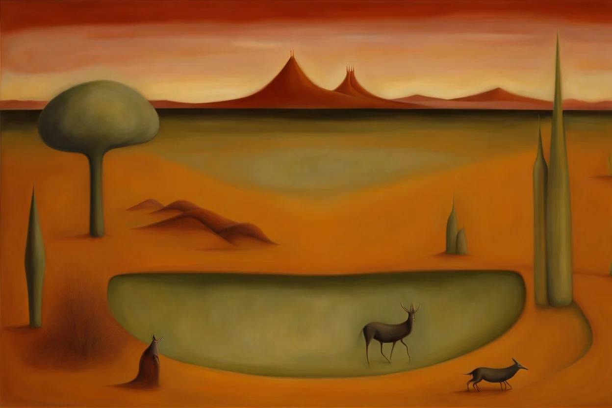 A surreal landscape by Mark Rothko, by artist Leonora Carrington