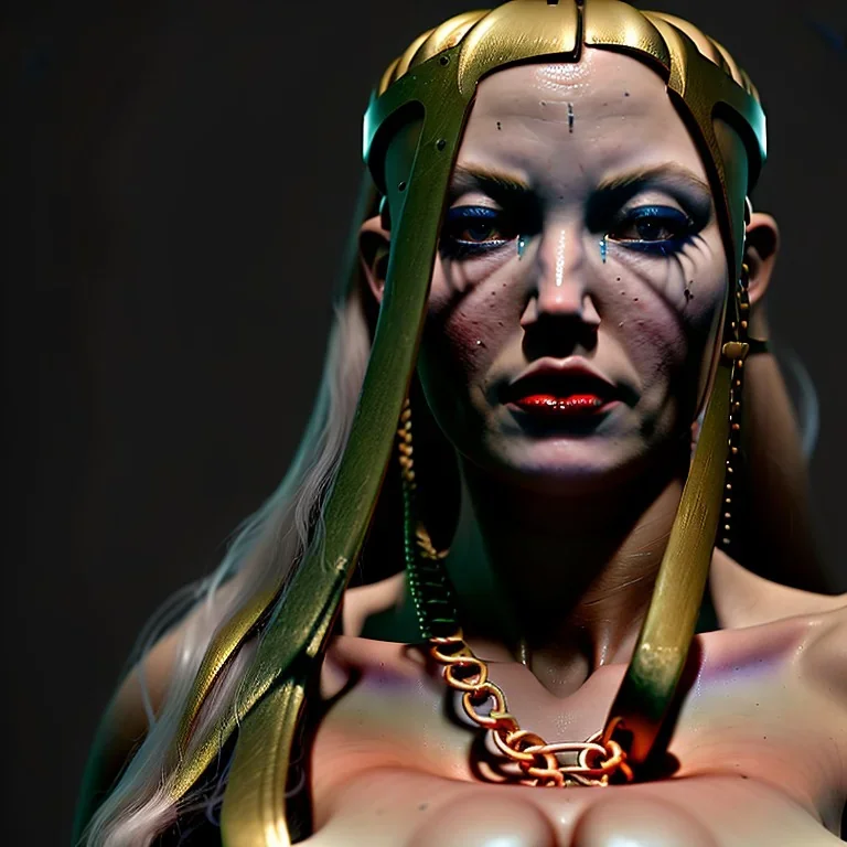 Viking, 8K, HD, portrait of woman in chains, naked