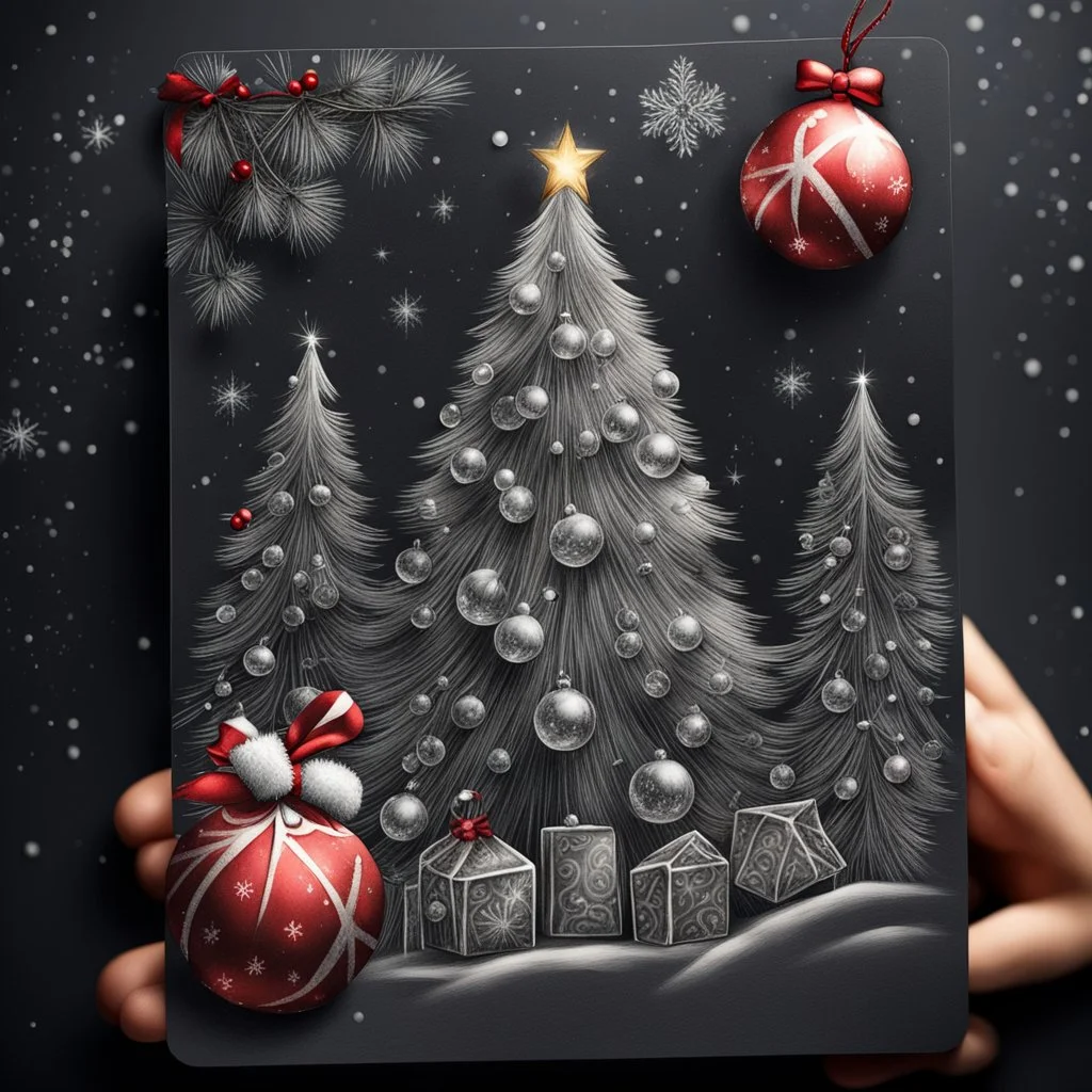 Hyper Realistic Christmas Celebration Sketch Card with dark background