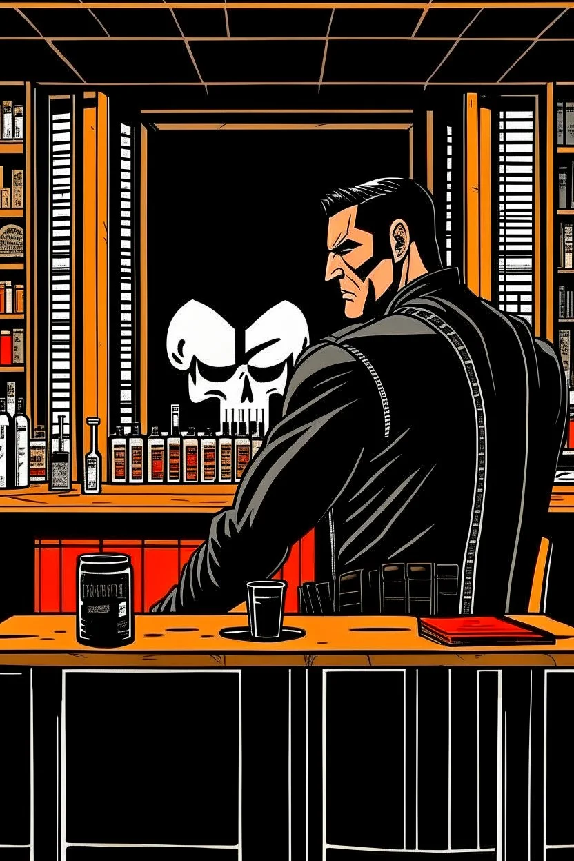 punisher sku;; CITY MEETING INSIDE THE WHISKEY BAR the style of Hiroshi Nagai