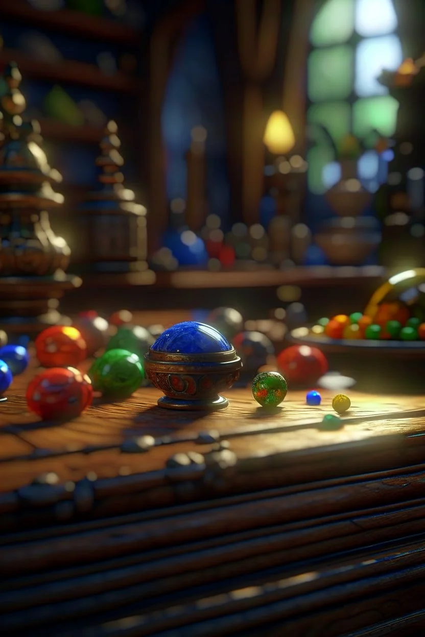 3 random objects, in the style of fantasy movies, photorealistic, shot on Hasselblad h6d-400c, zeiss prime lens, bokeh like f/0.8, tilt-shift lens 8k, high detail, smooth render, unreal engine 5, cinema 4d, HDR, dust effect, vivid colors