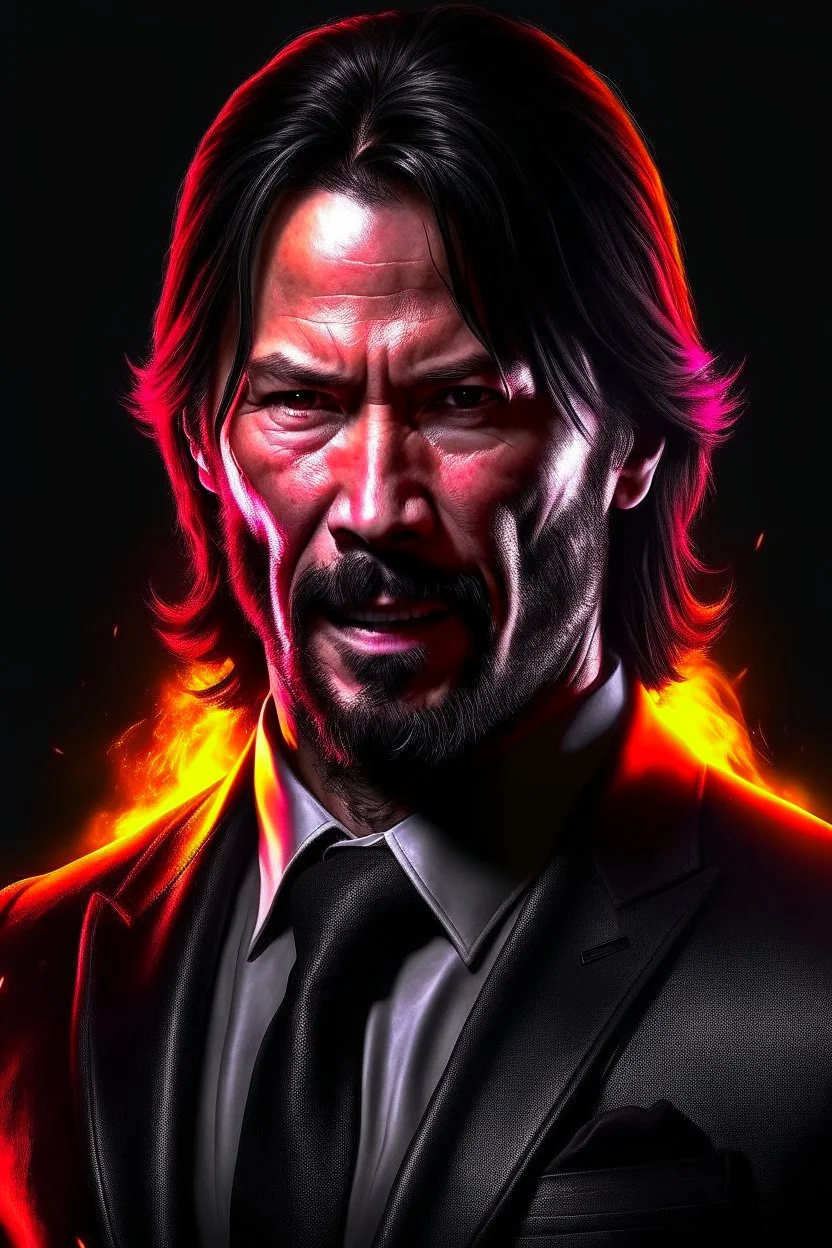 John Wick turning Super Saiyan photo real