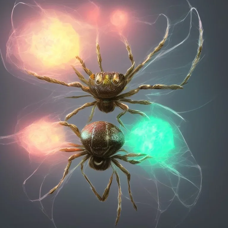 Giant transparent ethereal luminescent nebulous spider, realistic