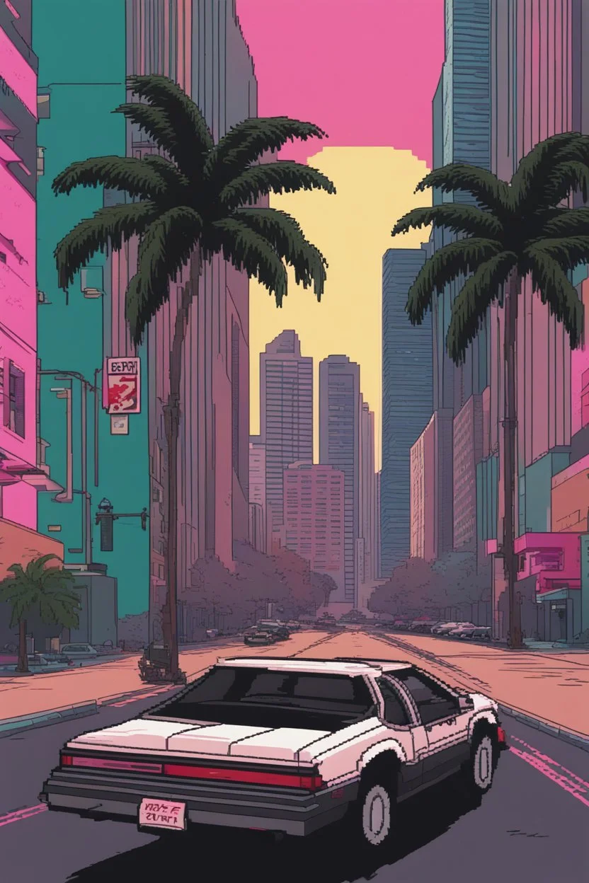 80s miami drawing cartoon pixel art 8bit