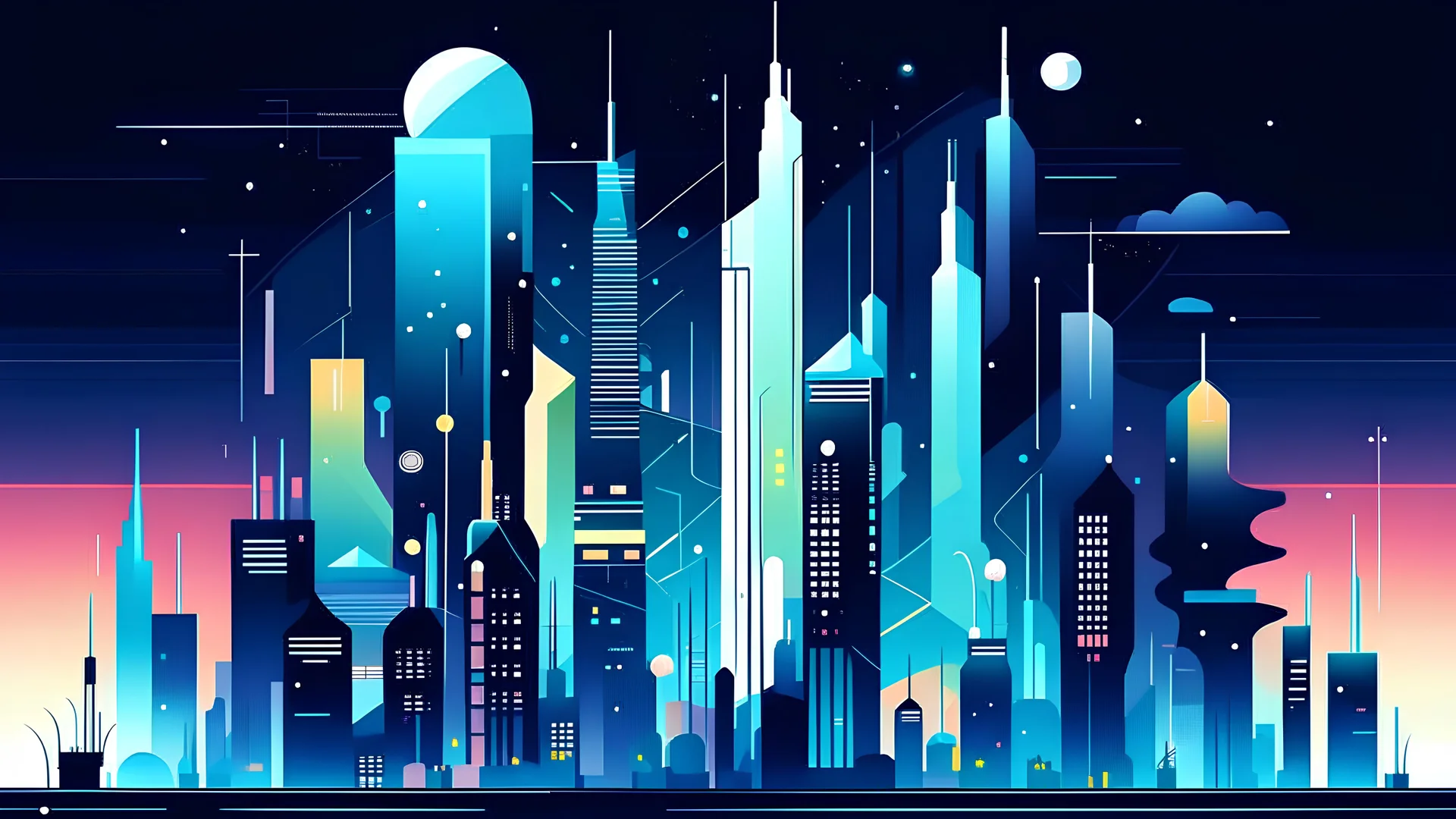 A vector graphic of futuristic city