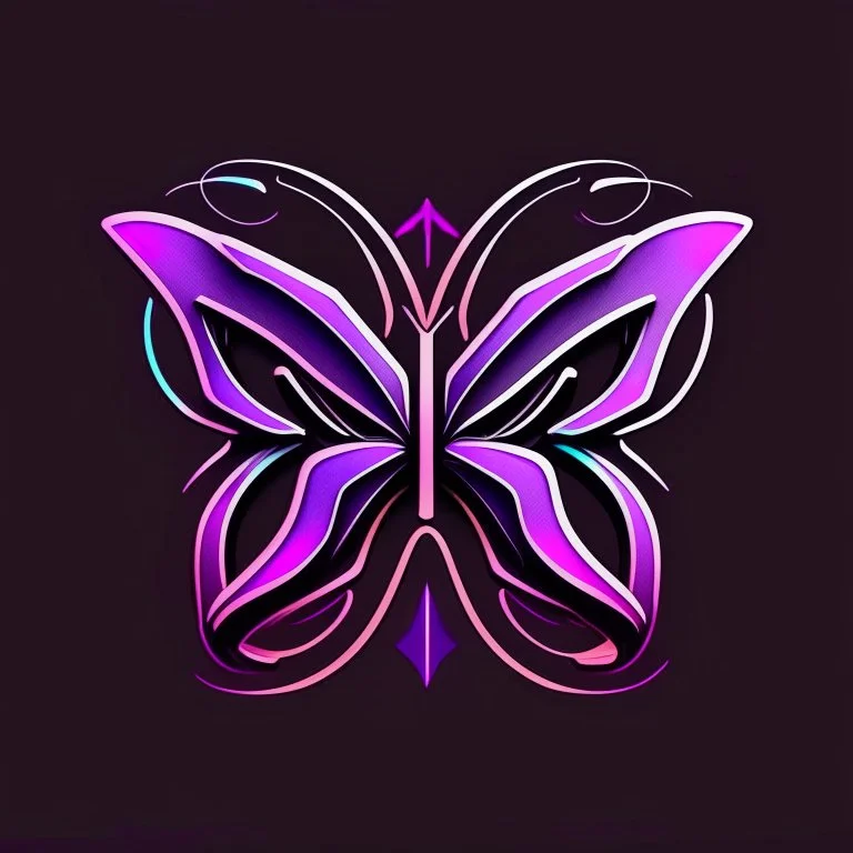 symetry!!, butterfly!!, logo, NFT, colorful, cyberpunk, neon punk, curves, lines, simple, gradient, creative