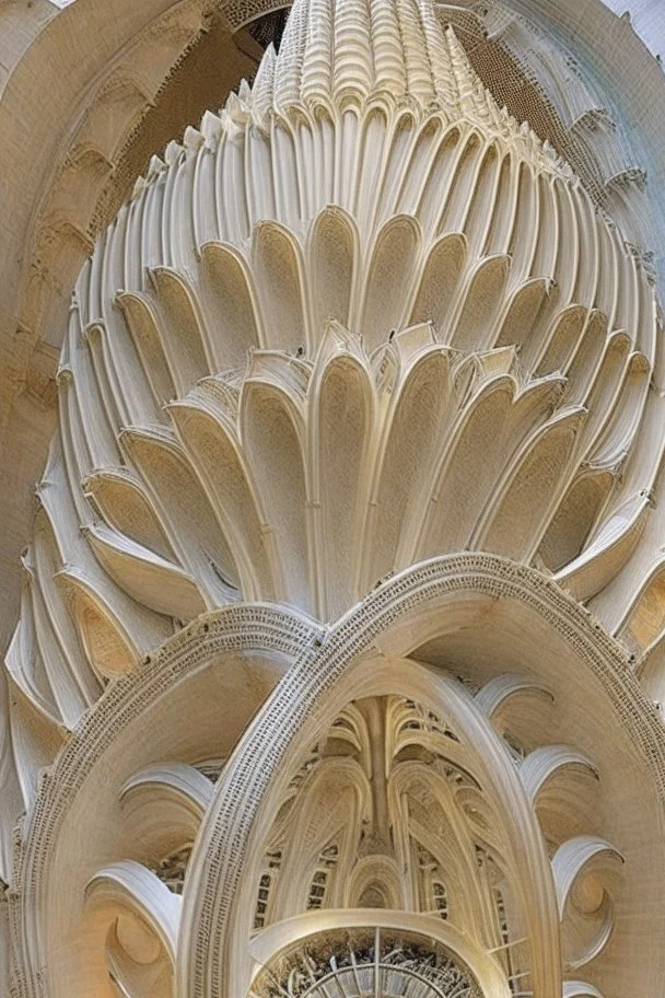 a cathedral in a vertical Nautilus shell by artist "Dorian Haqmoun"