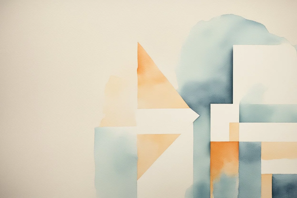 abstract minimalist geometric watercolour on rough plaster wall