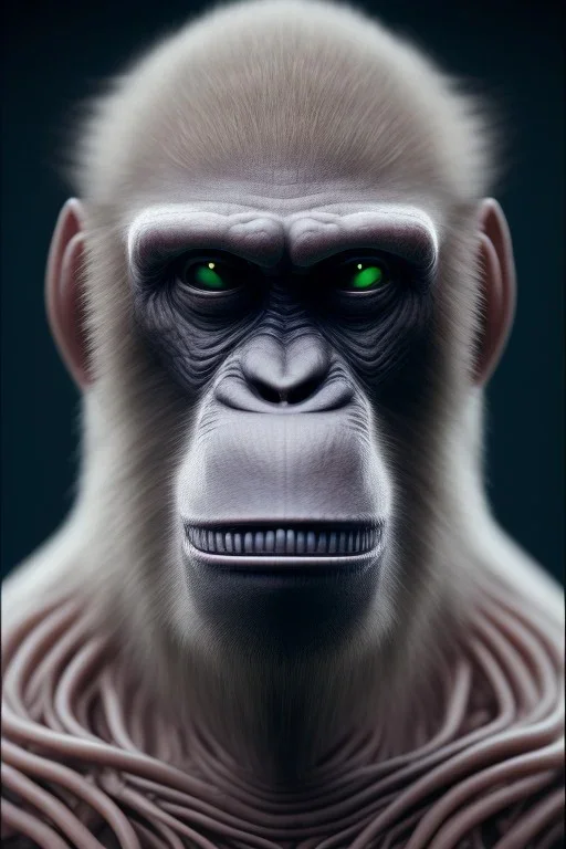 old ape alien, head,8 eyes, evil, 8k, with hairs, finely detailed, photo realistic, HR Giger style