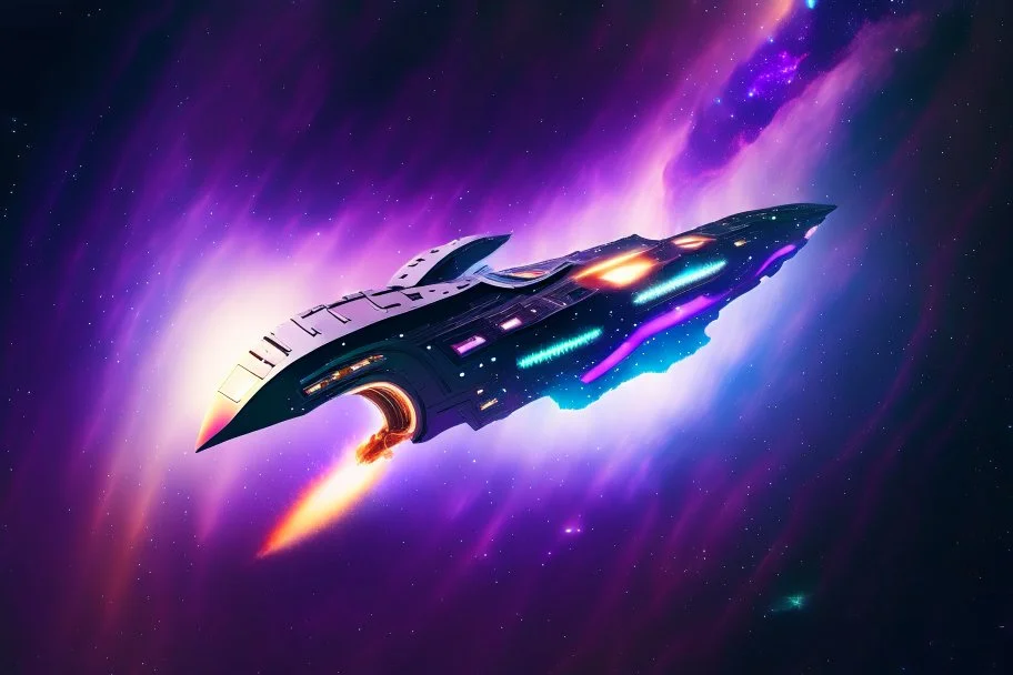 small spaceship cruising through the gAlaxy