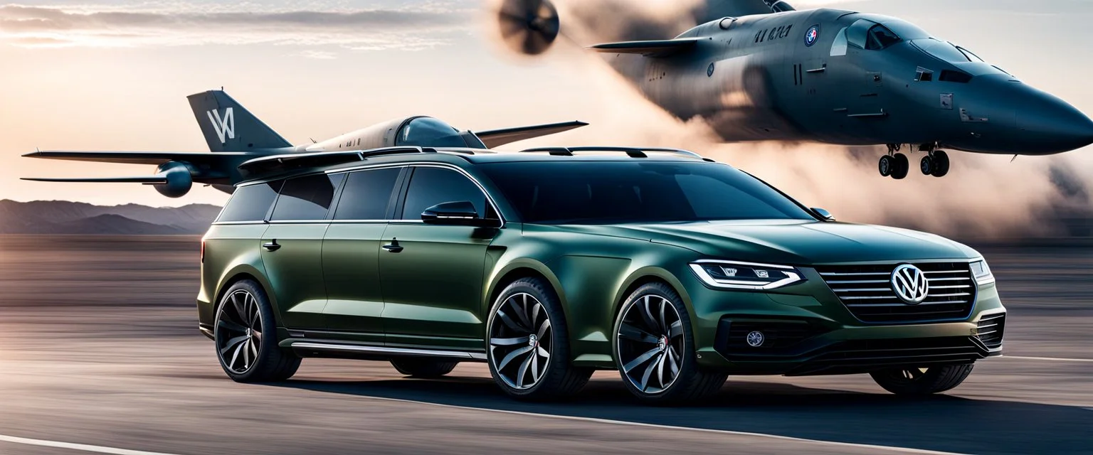 a military fighter jet station wagon hybrid designed by volkswagen