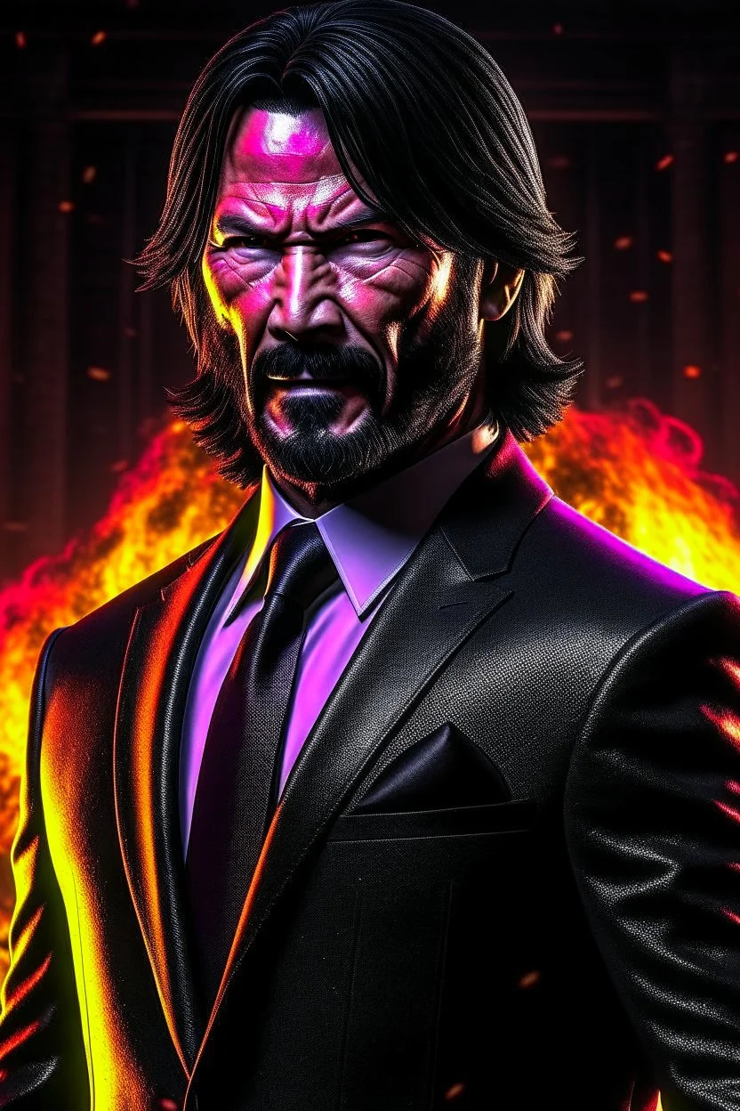 John Wick turning Super Saiyan photo real