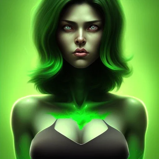 portrait, insanely detailed, heroïc fantasy setting, woman, dark-skinned, indian, black hair, more green hair, more green hair, more black hair, more black hair