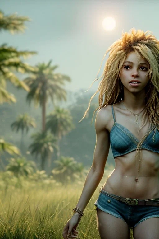 Shakira artist, Realistic image, natural waist up portrait, natural busty , perfect eyes, glow, circle iris. concept art, smooth, unreal engine 5, god lights, ray tracing, RTX, lumen lighting, ultra detail, volumetric lighting, 3d, finely drawn, high definition, 4k.