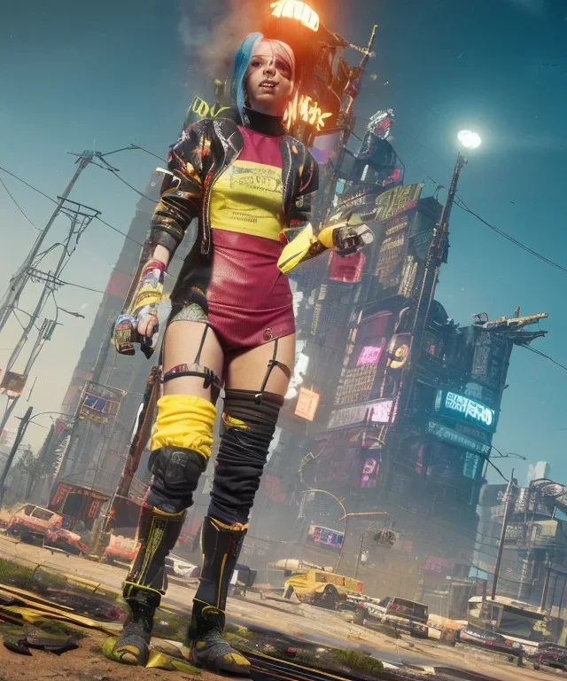 Billie Eilish, in stockings, cyberpunk2077