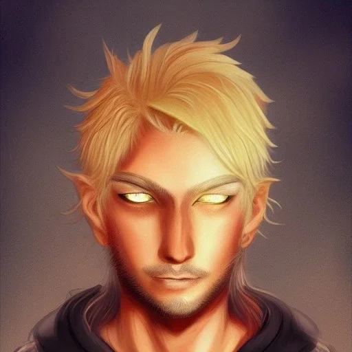 Male, Human, Blond, Sorcerer, Fire Mage, Golden Eyes, Young, Photorealism