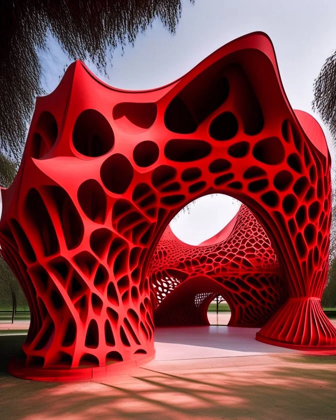 architectural red pavilion expressing burrows