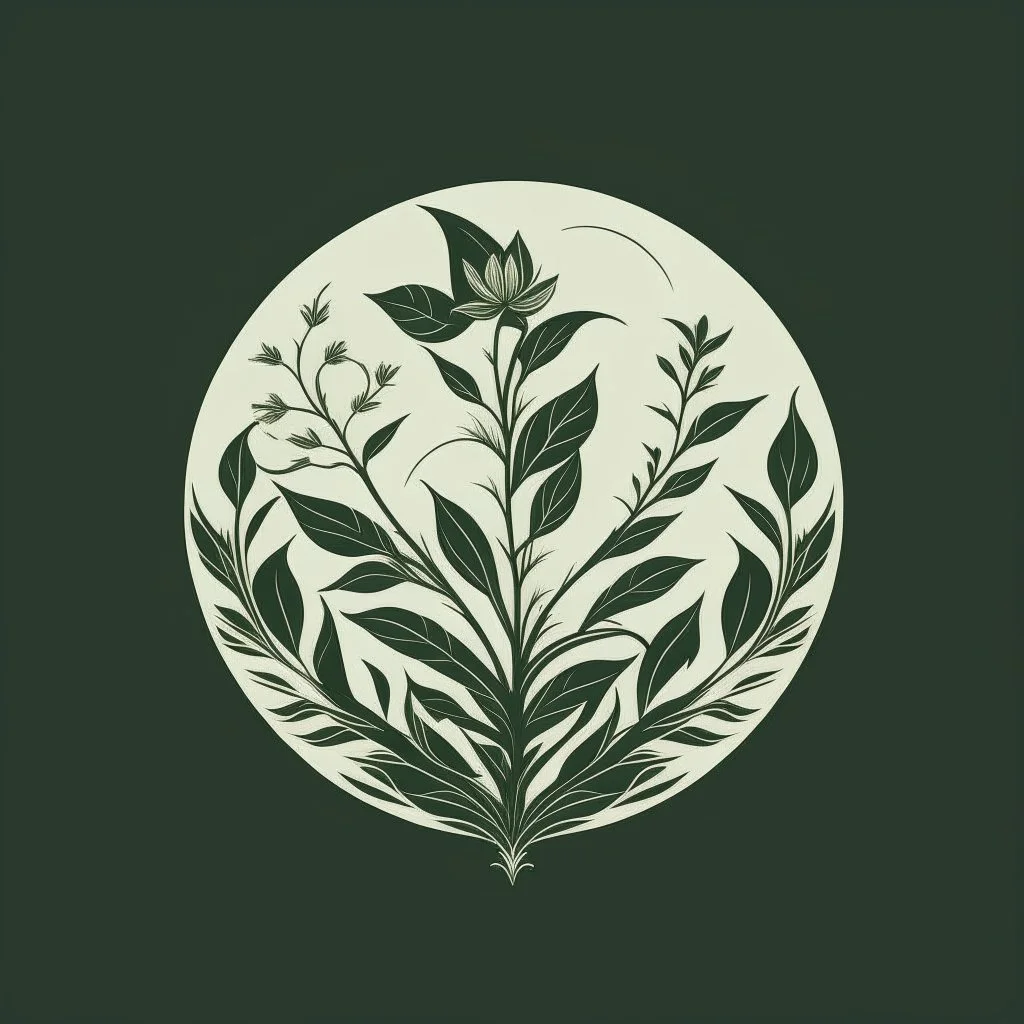 Eastern style, mystical simple one color Logo: botanical style