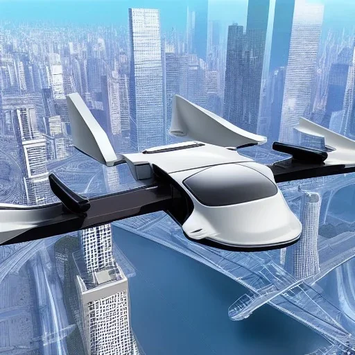 futuristic city flying cars