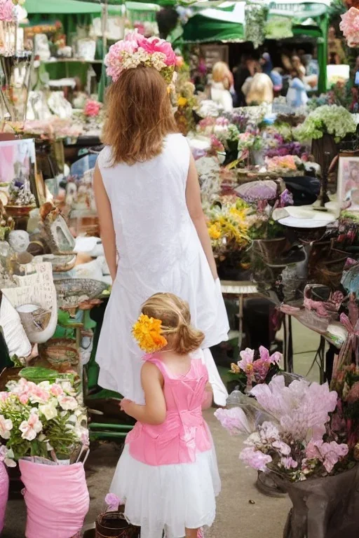 blumenverkäuferin auf einem antiken markt fantasy art