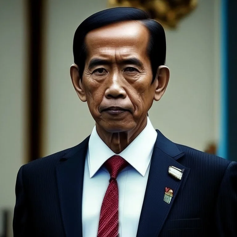 Joko Widodo The president of Republic Indonesia in militiary cyberpunk style