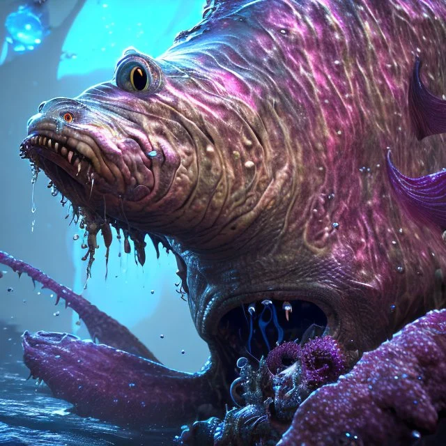 fluid ink angler fish creature, unreal engine 5, 8k resolution, photorealistic, ultra detailed