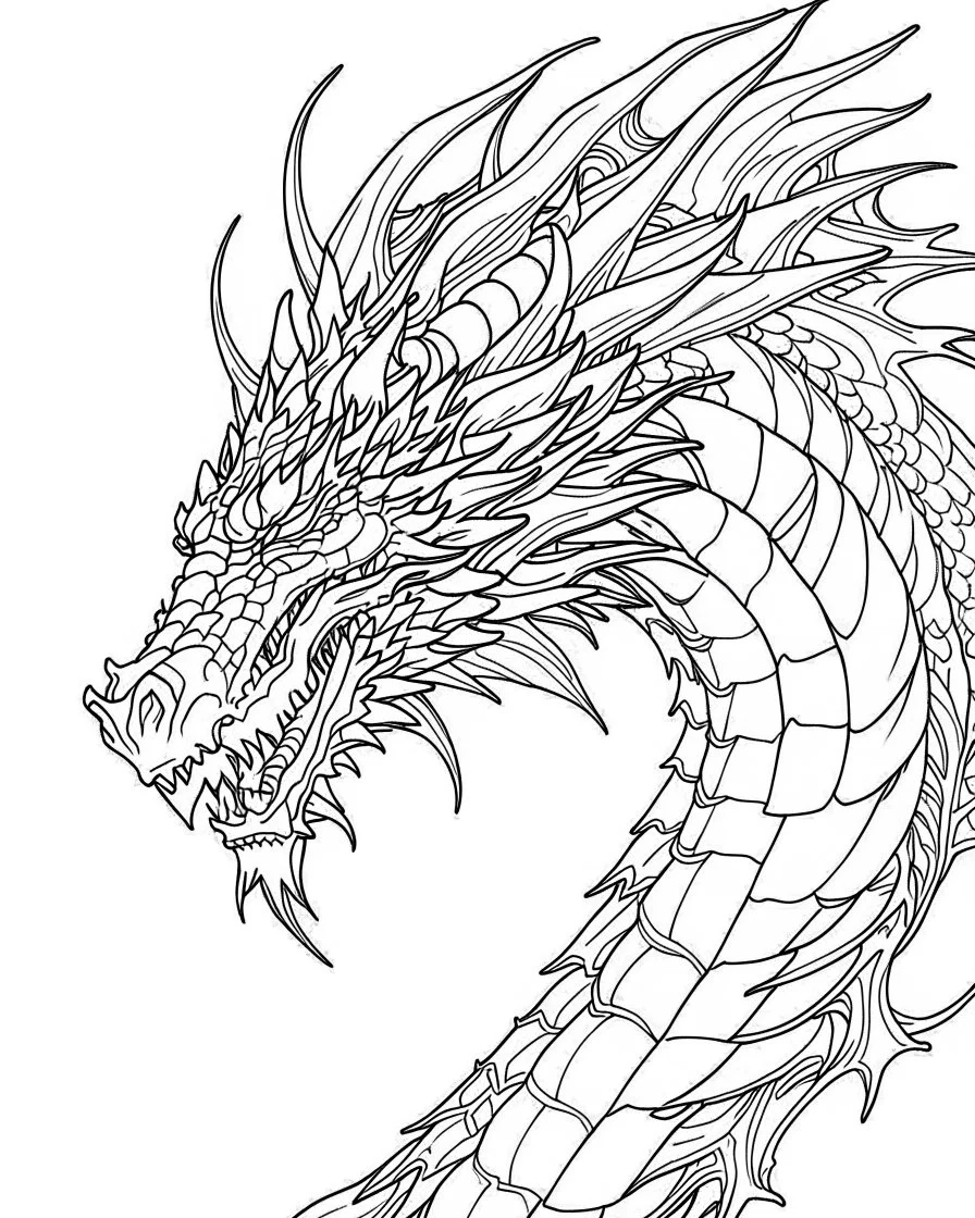 I need a dragon outline ,no shadow only clear outline and backgroun