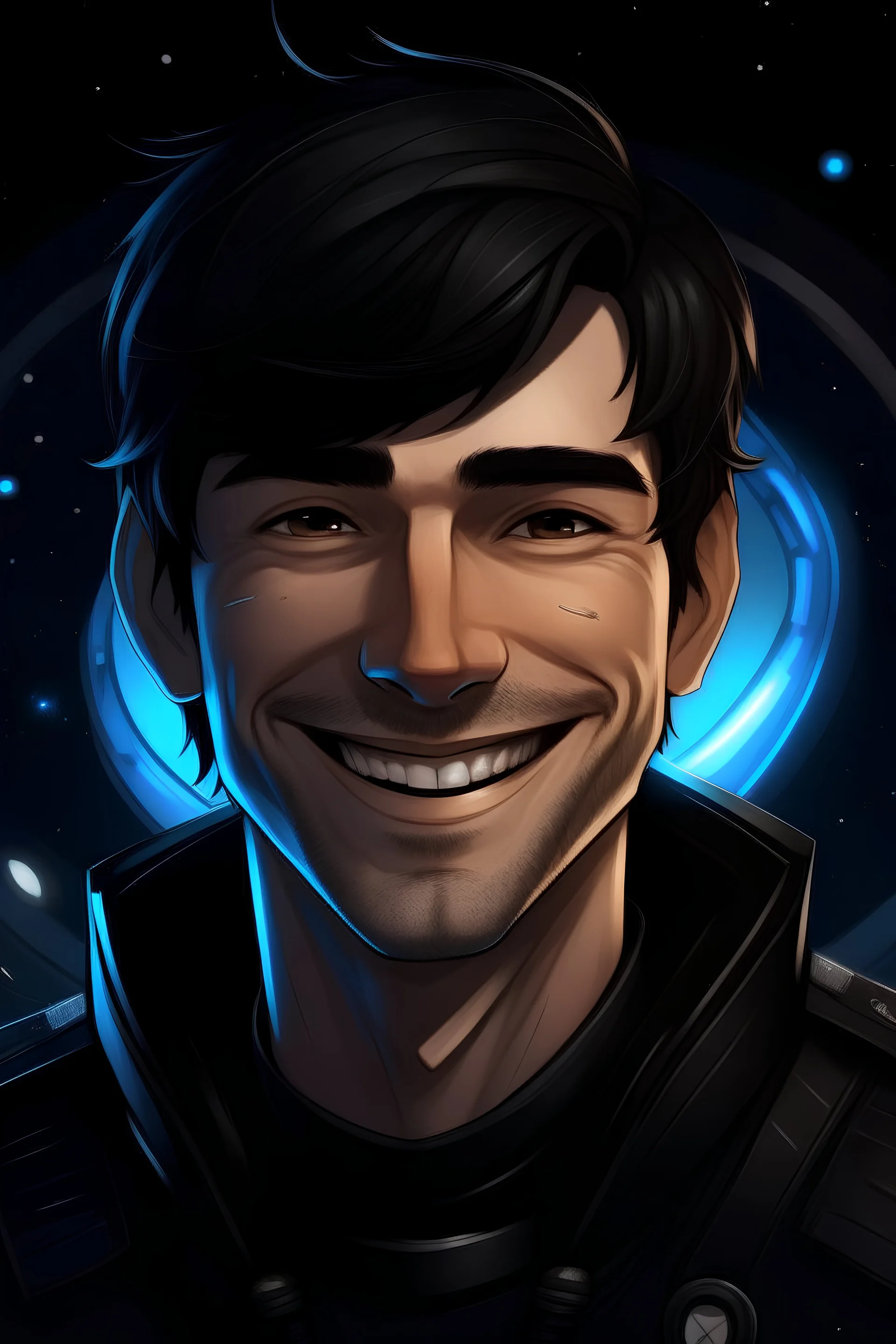 galactic man smile black haired nice eyes