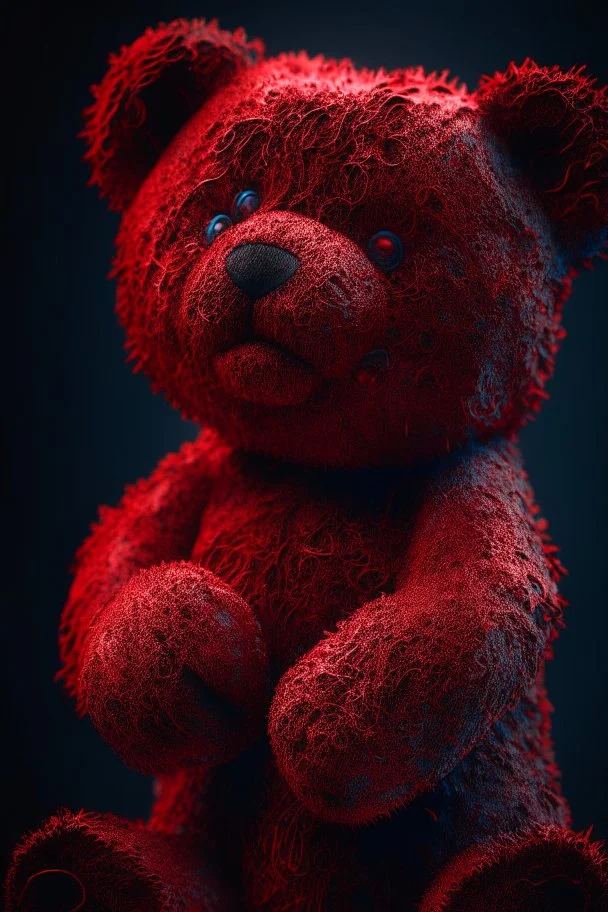 Teddy bear red creature fused ,insanely detailed, 16k resolution, cinematic smooth, intricate detail