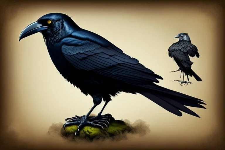 A crow is wearing a custome of a cat