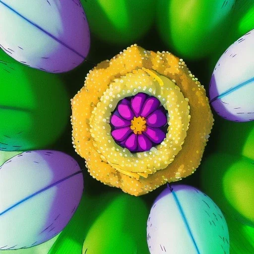 microphotography top-down view of a single flower, one flower, high definition, detail, HD, 8k, realistic, 3d rendering, blender, photography, fisheye, bulge, bokeh microbiology, intricate, detailed, blues, reds, yellows, greens, purples, oranges, indigos