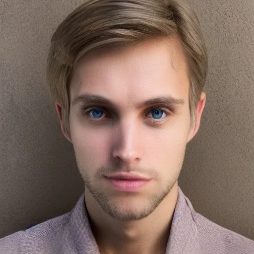 Detailled man with dark brown eyes and blond hair