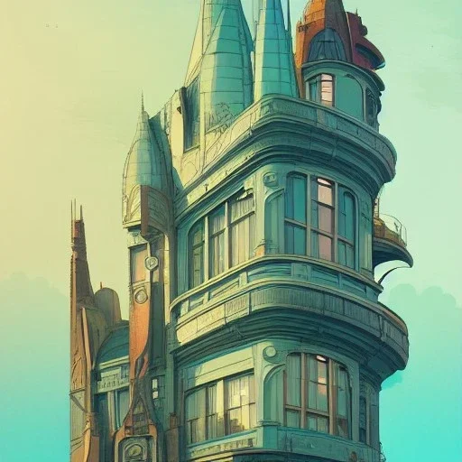 Skyline+interwarmodernism architecture+artdeco german+detailed facades+Book illustration by Gediminas Pranckevičius, Jean Baptiste Monge, Brian Kesinger, Anton fadeev, strong lines, high contrast vibrant colors, highly detailed, 16k resolution, trending on behance""