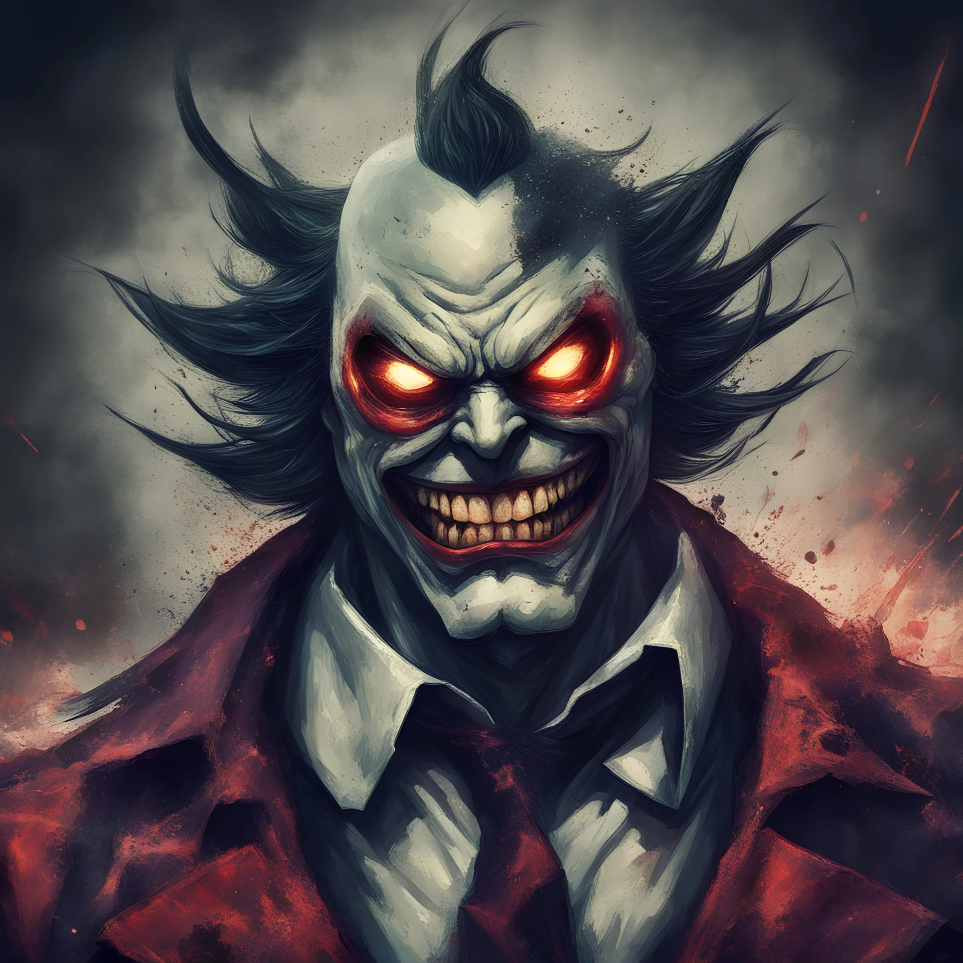 insane super villain in Gritty art style