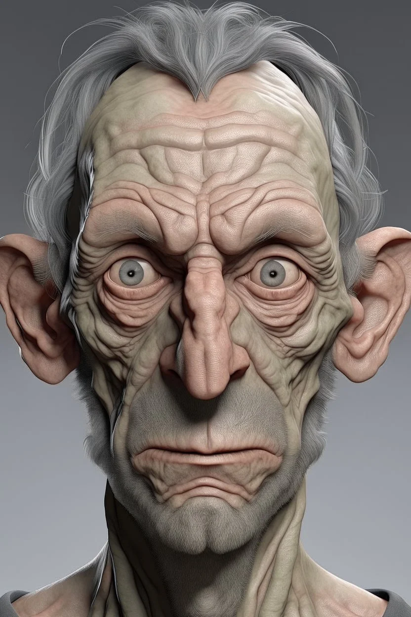 ,make a ugly human but very realistic with normal ears
