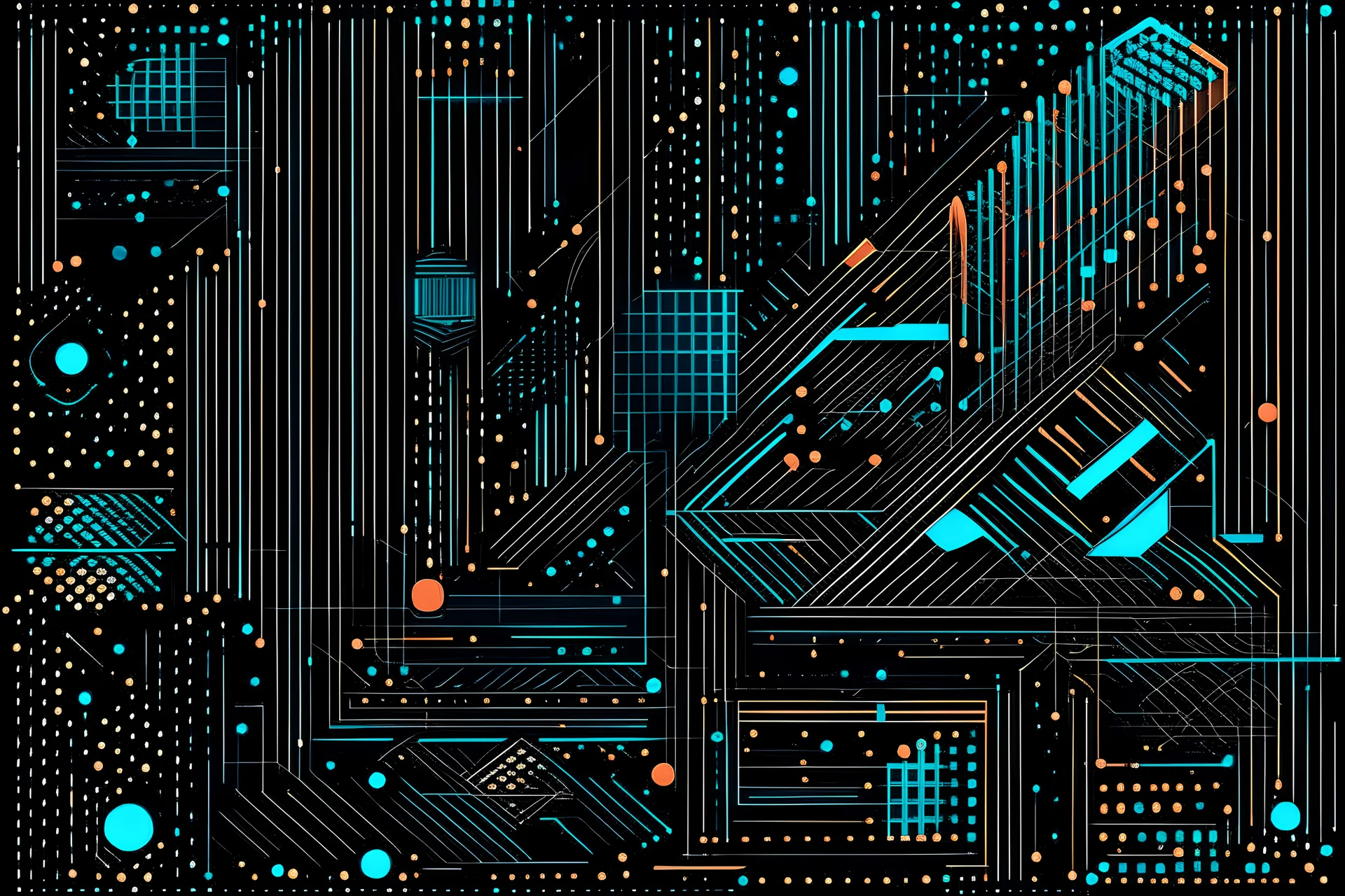 Cypherpunk culture represented as lines and dots abstract shapes