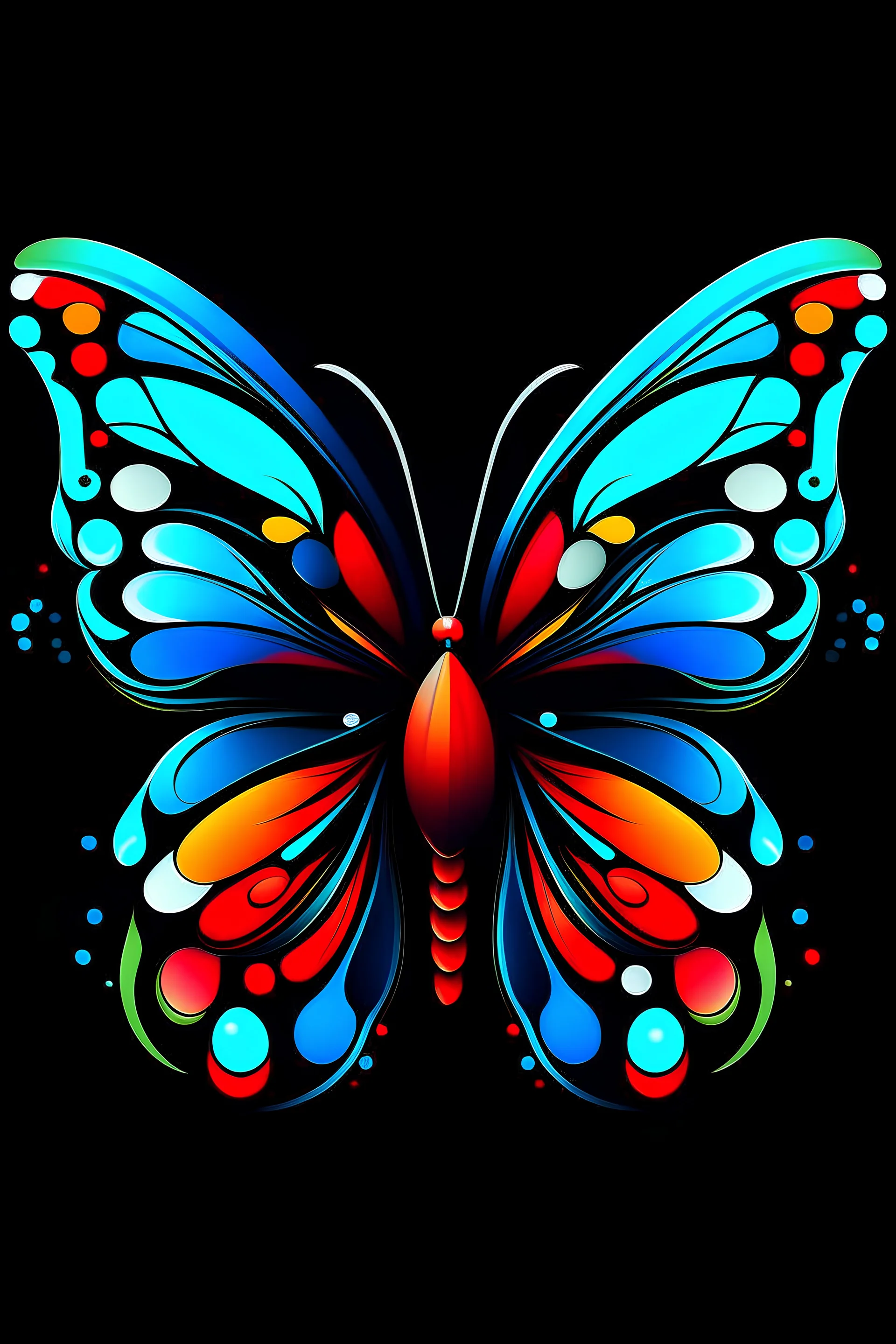 Acrtoon 2d art illustration . Colourful butterfly wears a black glass