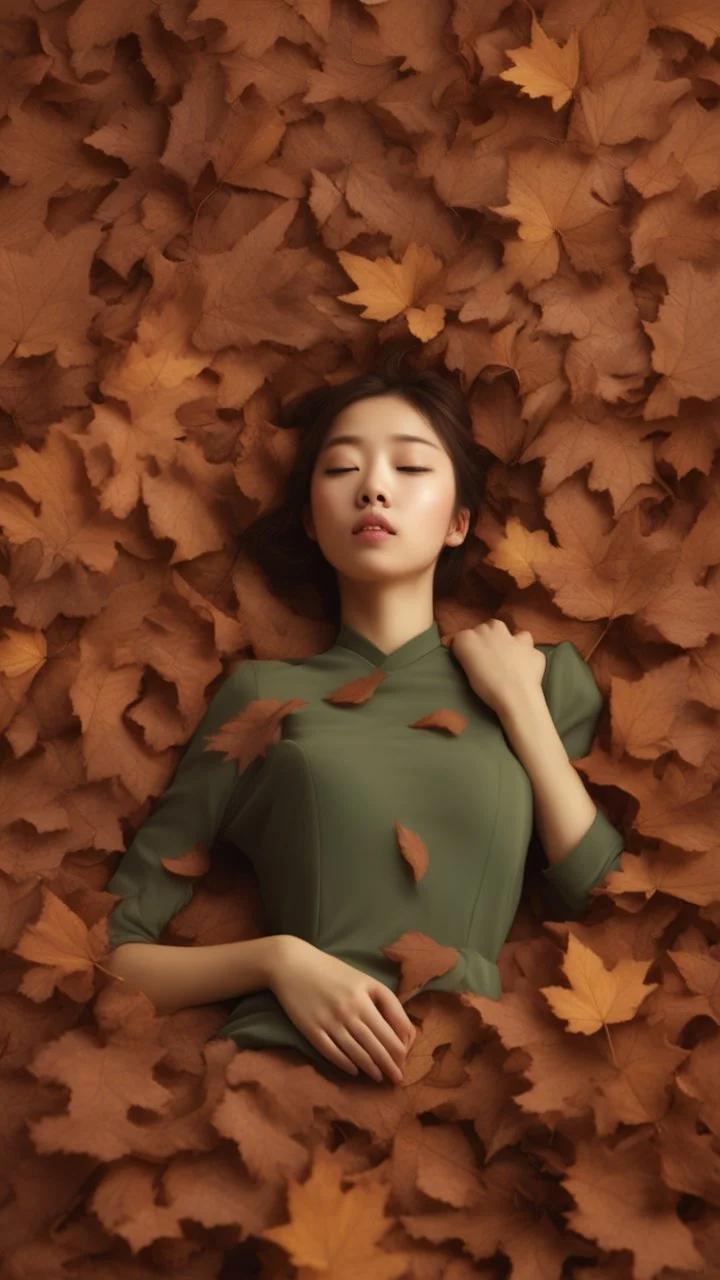 a close picture of woman laying on top of a pile of leaves, jingna zhang, portrait of female korean idol, cgsociety 9, realistic portrait photography, by Sim Sa-jeong, lensculture portrait awards, by Kim Deuk-sin, by Kim Tschang Yeul, alessio albi and shin jeongho, jinsung lim, realistic fantasy photography