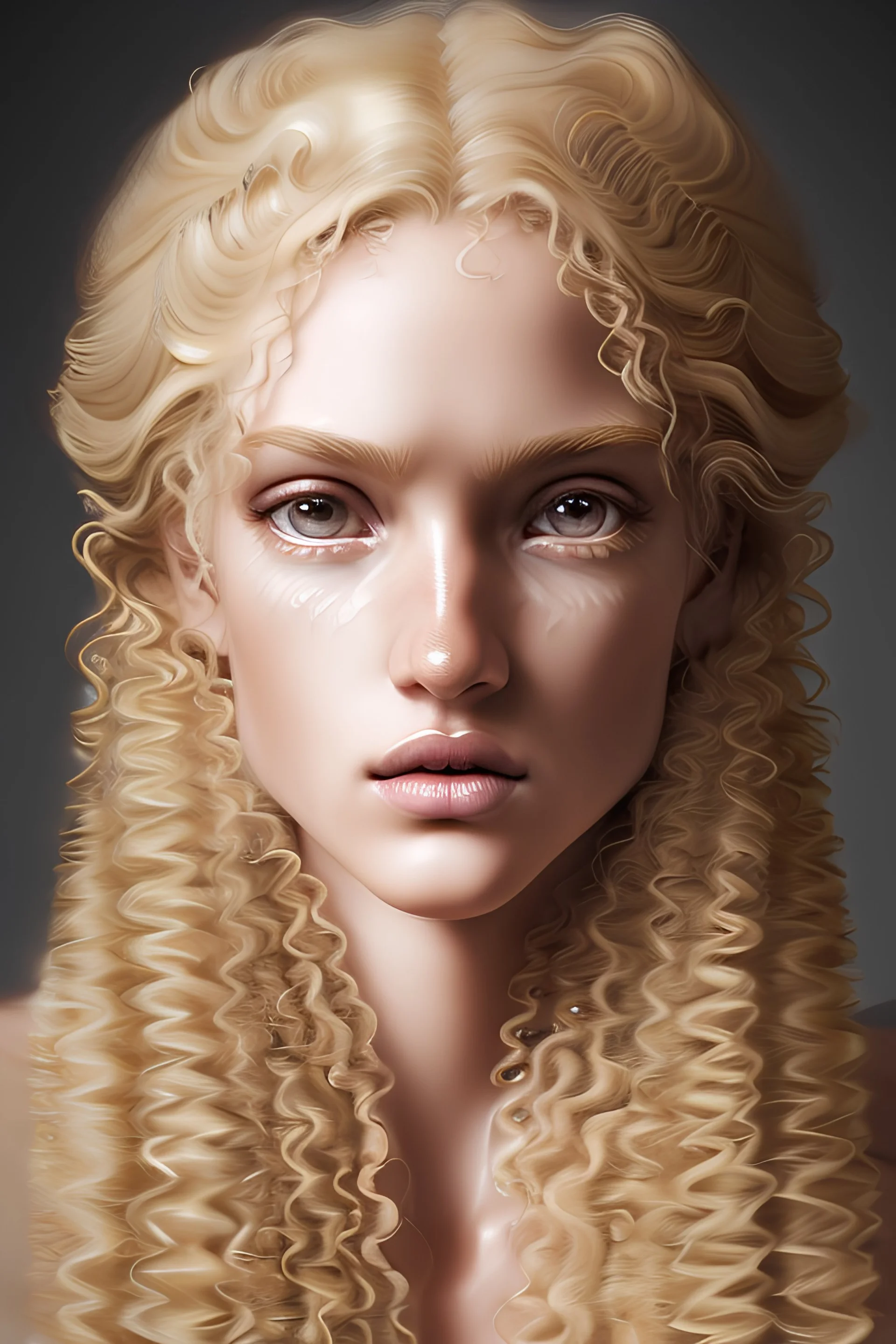 Beautiful Moroccan woman, 40 years old, wavy hair, beautiful big , symmetrical eyes, blond hair, painterly style, detailed, 8k, by Ashley Wood. --ar 2:3 --stop 80 --uplight